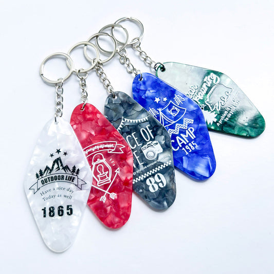 Custom Acrylic Motel Keychain-Marbled